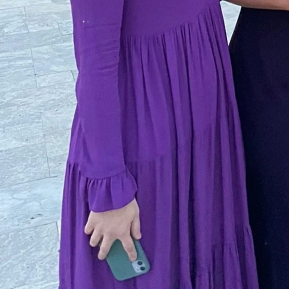 Zara purple tiered float gown with ruffled neck and sleeves - Picture 2 of 4